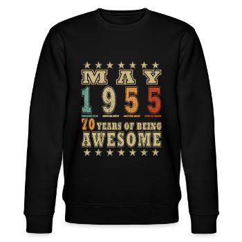 70 Jahre Vintage Mai 1955 Geburtstagsgeschenk - Stanley/Stella Unisex Bio-Sweatshirt CHANGER  - Schwarz - Vorne - Nik (191cm) & Marisol (170cm)