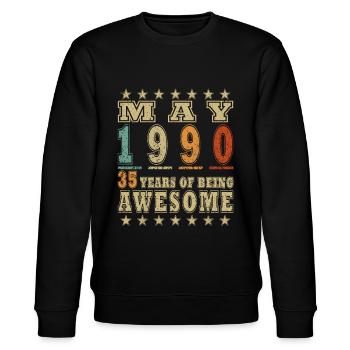 Mai 1990 | Mai 1990 Mai 1990 Geburtstagsgeschenk - Stanley/Stella Unisex Bio-Sweatshirt CHANGER  - Schwarz - Vorne - Nik (191cm) & Marisol (170cm)