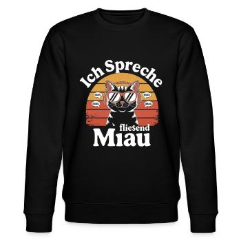 ich spreche fließend Miau. - Stanley/Stella Unisex Bio-Sweatshirt CHANGER  - Schwarz - Vorne - Nik (191cm) & Marisol (170cm)