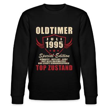 Oldtimer Baujahr 1995 Jahrgang Geburtstag Geschenk - Stanley/Stella Unisex Bio-Sweatshirt CHANGER  - Schwarz - Vorne - Nik (191cm) & Marisol (170cm)