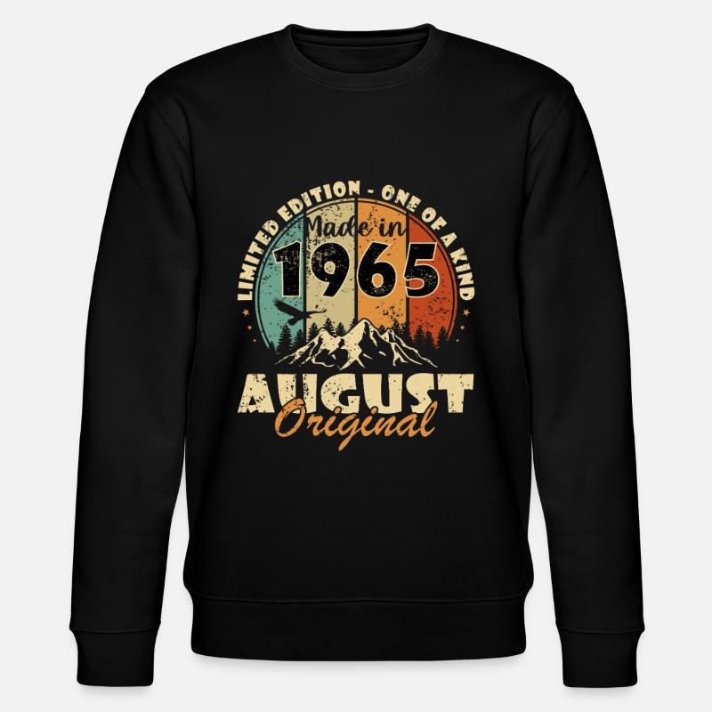August 1965 Geburtstagsgeschenk August 1965 August - Stanley/Stella Unisex Bio-Sweatshirt CHANGER  - Schwarz
