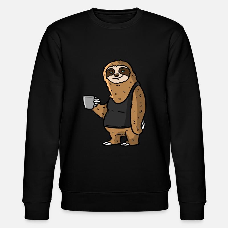 Sloth drinks coffee - Stanley/Stella CHANGER Unisex Organic Sweatshirt - black