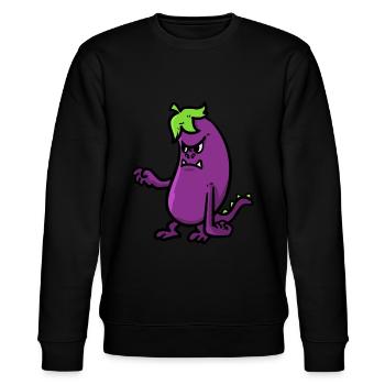 Auberginen-Monster Eggplant Monster - Stanley/Stella Unisex Bio-Sweatshirt CHANGER  - Schwarz - Vorne - Nik (191cm) & Marisol (170cm)