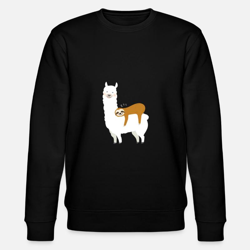 Alpaka mit Faultier - Stanley/Stella Unisex Bio-Sweatshirt CHANGER  - Schwarz