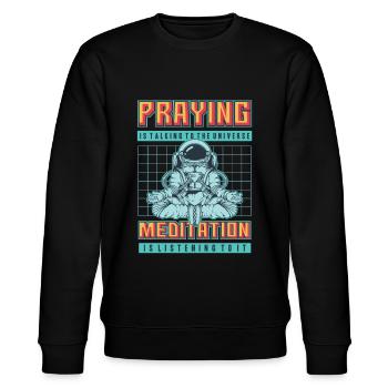 Cosmos - Praying - Meditation - Stanley/Stella Unisex Bio-Sweatshirt CHANGER  - Schwarz - Vorne - Nik (191cm) & Marisol (170cm)