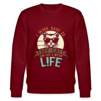 Chat cool animal - Sweat bio CHANGER Stanley/Stella Unisexe - bordeaux - Devant - Nik (191cm) & Marisol (170cm)