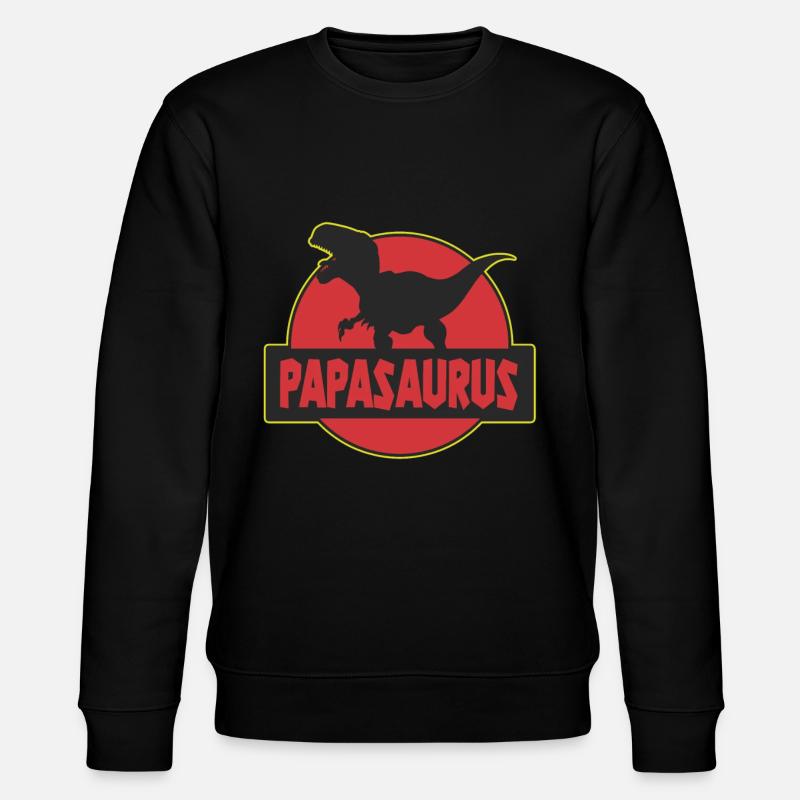 Papasaurus father dinosaur T-Rex - Stanley/Stella CHANGER Unisex Organic Sweatshirt - black