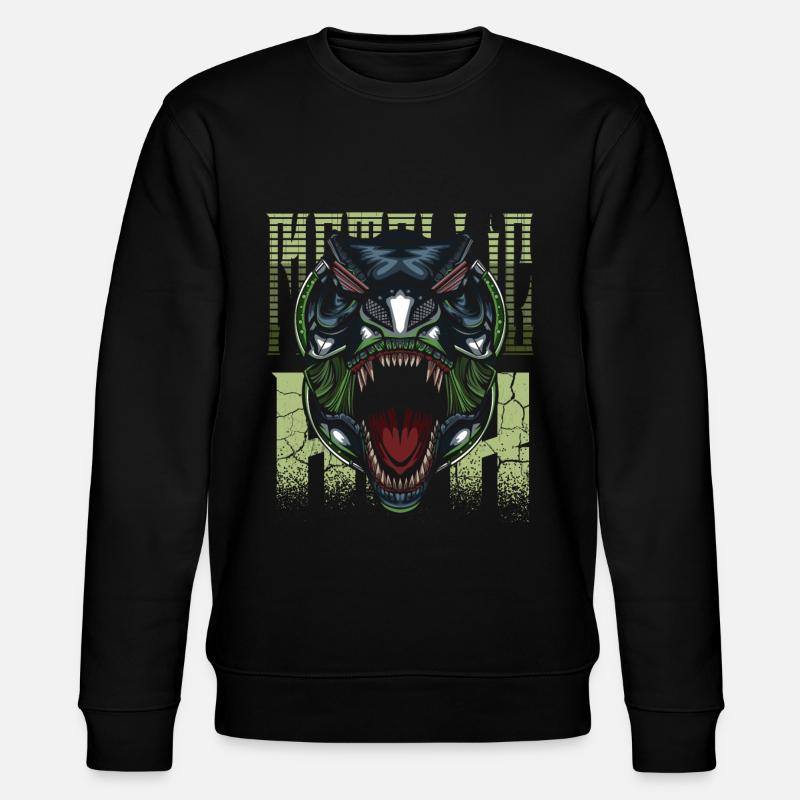 Roboter Dino - Stanley/Stella Unisex Bio-Sweatshirt CHANGER  - Schwarz