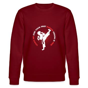 Karate Karatekämpfer MMA Japanische Kampfkunst - Stanley/Stella Unisex Bio-Sweatshirt CHANGER  - Burgunderrot - Vorne - Nik (191cm) & Marisol (170cm)