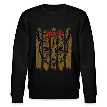 Vintage Retro Style Mäuschen | Maus Tier Geschenk - Stanley/Stella Unisex Bio-Sweatshirt CHANGER  - Schwarz - Vorne - Nik (191cm) & Marisol (170cm)