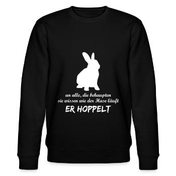Hase Sprüche lustig Kaninchen Geschenkidee - Stanley/Stella Unisex Bio-Sweatshirt CHANGER  - Schwarz - Vorne - Nik (191cm) & Marisol (170cm)