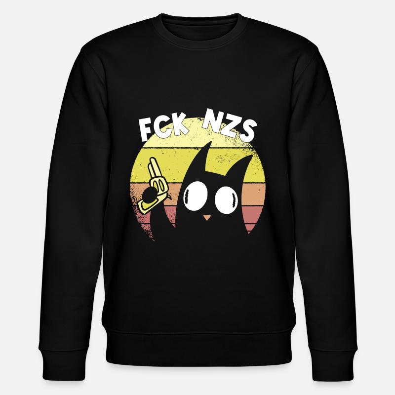 Left Left Antifaschist Cat Gift - Stanley/Stella CHANGER Unisex Organic Sweatshirt - black