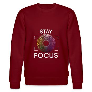 Photograph Fotograf Fokus Kamera - Stanley/Stella Unisex Bio-Sweatshirt CHANGER  - Burgunderrot - Vorne - Nik (191cm) & Marisol (170cm)