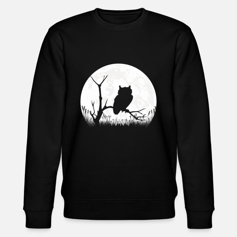 Eule Mond Schlafshirt Geschenk - Stanley/Stella Unisex Bio-Sweatshirt CHANGER  - Schwarz