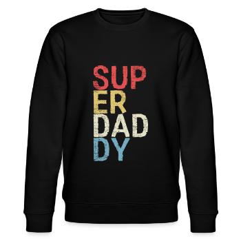 Super Daddy Vatertag Papa Geschenk - Stanley/Stella Unisex Bio-Sweatshirt CHANGER  - Schwarz - Vorne - Nik (191cm) & Marisol (170cm)