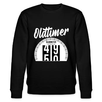 Oldtimer 50. Geburtstag Oldometer 50 Jahre Tacho - Stanley/Stella Unisex Bio-Sweatshirt CHANGER  - Schwarz - Vorne - Nik (191cm) & Marisol (170cm)