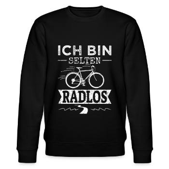 Selten Radlos Fahrrad Fahrradfahrer - Stanley/Stella Unisex Bio-Sweatshirt CHANGER  - Schwarz - Vorne - Nik (191cm) & Marisol (170cm)