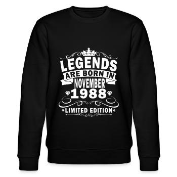 Born in November 1988 - Issue 1988 - Stanley/Stella CHANGER Unisex Organic Sweatshirt - black - Front - Nik (191cm) & Marisol (170cm)