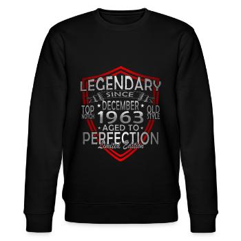 60th Birthday Original December Born 1963 - Stanley/Stella CHANGER Unisex Organic Sweatshirt - black - Front - Nik (191cm) & Marisol (170cm)
