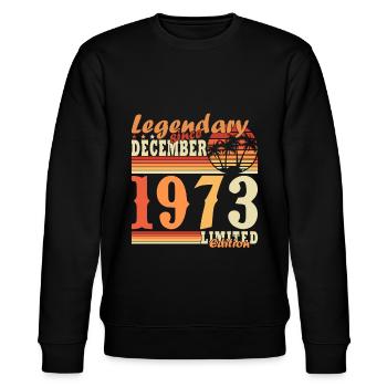 Legende 50 Jahre 1973 Dezember 50 Jahre Jubiläum - Stanley/Stella Unisex Bio-Sweatshirt CHANGER  - Schwarz - Vorne - Nik (191cm) & Marisol (170cm)