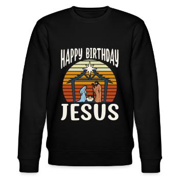 Jésus Noël Jésus Anniversaire Équipe Jésus - Sweat bio CHANGER Stanley/Stella Unisexe - noir - Devant - Nik (191cm) & Marisol (170cm)