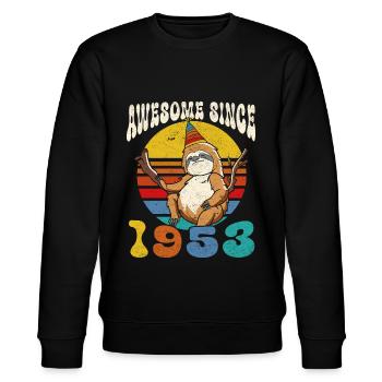 Relaxed Born since 1953 Birthday - Stanley/Stella CHANGER Unisex Organic Sweatshirt - black - Front - Nik (191cm) & Marisol (170cm)