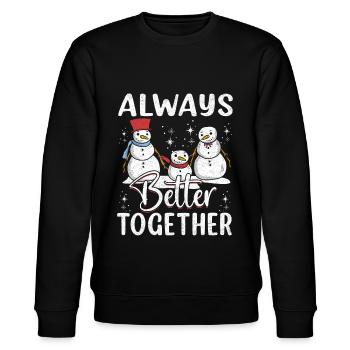 Family Christmas Crew - Stanley/Stella Unisex Bio-Sweatshirt CHANGER  - Schwarz - Vorne - Nik (191cm) & Marisol (170cm)