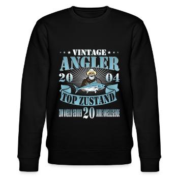 Angler 2004 Geburtstag Angeln Angelschein Geschenk - Stanley/Stella Unisex Bio-Sweatshirt CHANGER  - Schwarz - Vorne - Nik (191cm) & Marisol (170cm)