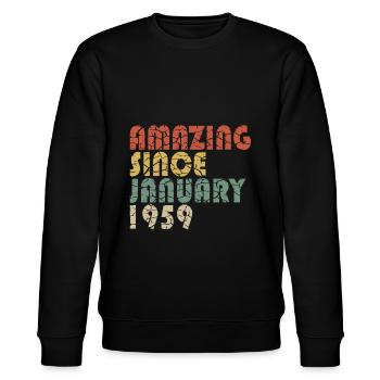 Anniversaire janvier 1959. Cadeau janvier 1959. - Sweat bio CHANGER Stanley/Stella Unisexe - noir - Devant - Nik (191cm) & Marisol (170cm)