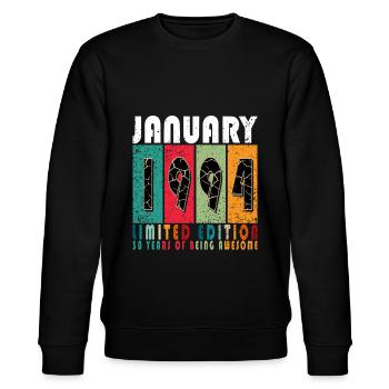 30. Geburtstag Legendär Januar 1994 Jahrgang 94 - Stanley/Stella Unisex Bio-Sweatshirt CHANGER  - Schwarz - Vorne - Nik (191cm) & Marisol (170cm)