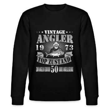 Besten Angler geboren 1973 - Stanley/Stella Unisex Bio-Sweatshirt CHANGER  - Schwarz - Vorne - Nik (191cm) & Marisol (170cm)