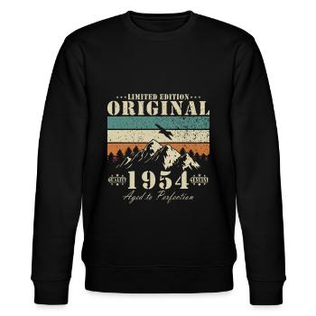 Vintage 1954 Geburtstag Retro 1954 - Stanley/Stella Unisex Bio-Sweatshirt CHANGER  - Schwarz - Vorne - Nik (191cm) & Marisol (170cm)