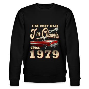 Oldtimer Baujahr 1979 Jahrgang Geburtstag Geschenk - Stanley/Stella Unisex Bio-Sweatshirt CHANGER  - Schwarz - Vorne - Nik (191cm) & Marisol (170cm)