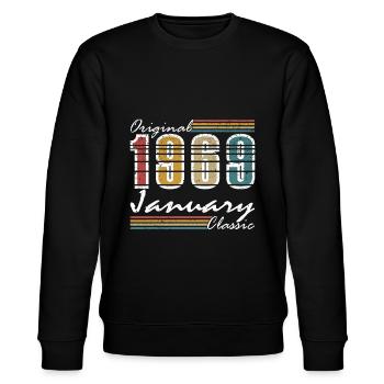 Januar 1969 Januar Geburtstag Januar 1969 - Stanley/Stella Unisex Bio-Sweatshirt CHANGER  - Schwarz - Vorne - Nik (191cm) & Marisol (170cm)