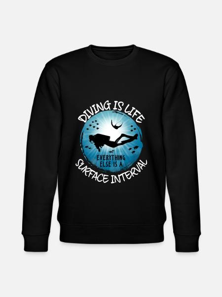Dykning är livet Allt annat är ytintervall - Ekologisk sweatshirt CHANGER unisex från Stanley/Stella - svart