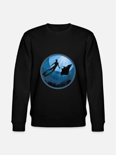 Diver with Manta Ray - Stanley/Stella CHANGER Unisex Organic Sweatshirt - black