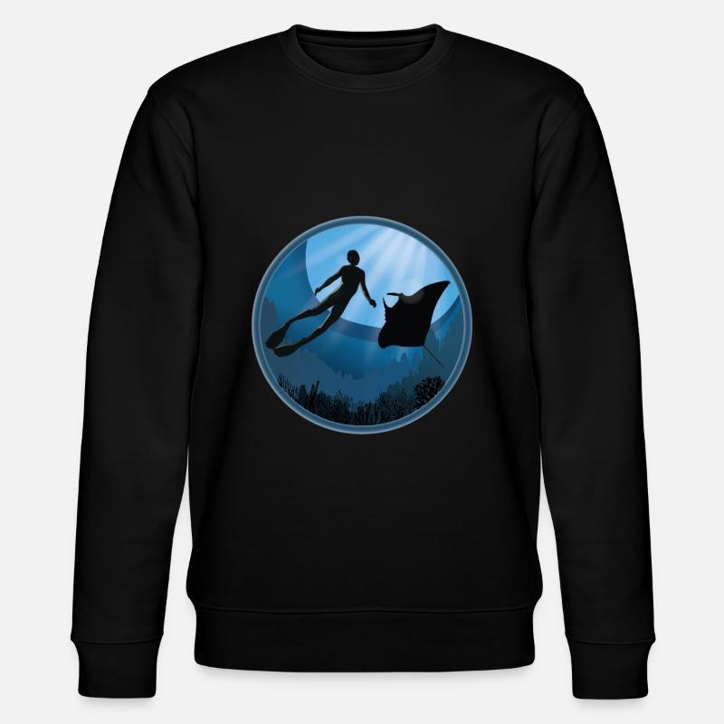 Tauchen mit Mantarochen - Stanley/Stella Unisex Bio-Sweatshirt CHANGER  - Schwarz