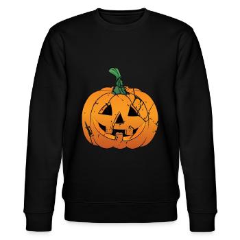 Pumpkin Jack-O-Lantern - Stanley/Stella CHANGER Unisex Organic Sweatshirt - black - Front - Nik (191cm) & Marisol (170cm)