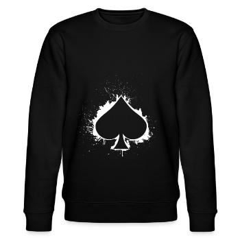 Kartensymbole Spielkarten Pik Kartenspiel - Stanley/Stella Unisex Bio-Sweatshirt CHANGER  - Schwarz - Vorne - Nik (191cm) & Marisol (170cm)