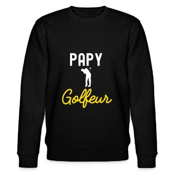 papy GOLFEUR - Sweat bio CHANGER Stanley/Stella Unisexe - noir - Devant - Nik (191cm) & Marisol (170cm)