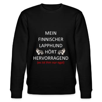 Finnischer Lapphund Hütehund Lapinkoira Hund - Stanley/Stella Unisex Bio-Sweatshirt CHANGER  - Schwarz - Vorne - Nik (191cm) & Marisol (170cm)