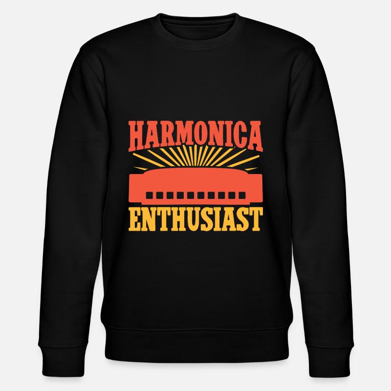 Funny Harmonica Player Enthusiast Harmonica - Stanley/Stella CHANGER Unisex Organic Sweatshirt - black
