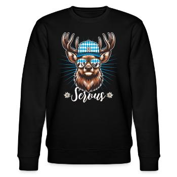 Servus Cooler Hirsch Herren Trachtenersatz Bayern - Stanley/Stella Unisex Bio-Sweatshirt CHANGER  - Schwarz - Vorne - Nik (191cm) & Marisol (170cm)