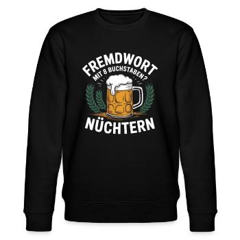 Party Fremdwort mit 8 Buchstaben - Nüchtern - Stanley/Stella Unisex Bio-Sweatshirt CHANGER  - Schwarz - Vorne - Nik (191cm) & Marisol (170cm)
