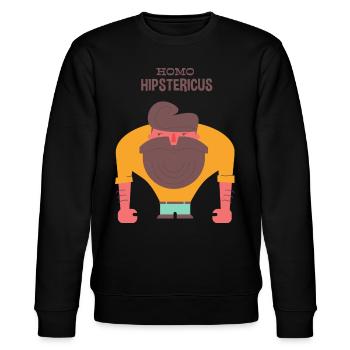 HIPSTER MENSCH- Cartoon Comicfigur Hipsta Geschenk - Stanley/Stella Unisex Bio-Sweatshirt CHANGER  - Schwarz - Vorne - Nik (191cm) & Marisol (170cm)
