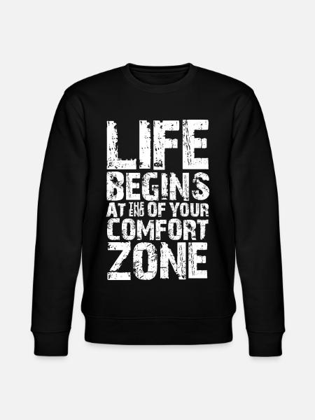 Livet begynder i slutningen af din komfortzone - Stanley/Stella økologisk unisex-sweatshirt CHANGER  - sort