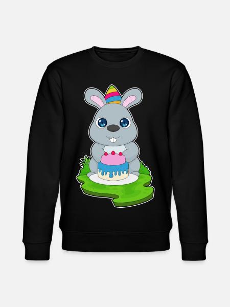 Bunny Birthday Cake - Stanley/Stella CHANGER Unisex Organic Sweatshirt - black