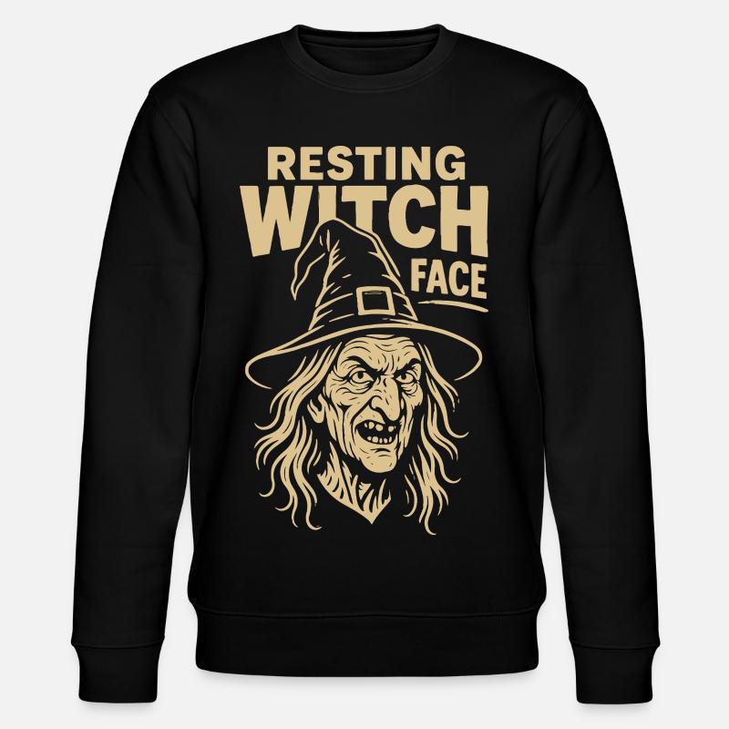 Ruhendes Hexengesicht Halloween Kostüm Spaß - Stanley/Stella Unisex Bio-Sweatshirt CHANGER  - Schwarz