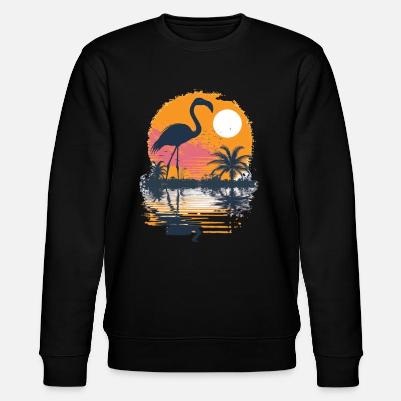 Flamingo Illustration - Stanley/Stella Unisex Bio-Sweatshirt CHANGER  - Schwarz