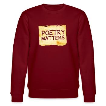 Poesie Ist Wichtig - Stanley/Stella Unisex Bio-Sweatshirt CHANGER  - Burgunderrot - Vorne - Nik (191cm) & Marisol (170cm)
